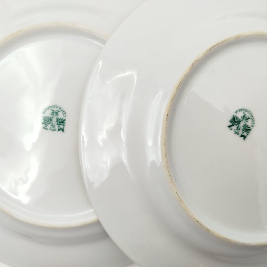 Набор десертных тарелок "Мейсенский букет" на 8 персон, фарфор, деколь, золочение, Moritz Zdekauer (MZ), Чехословакия, 1970-1980 гг.