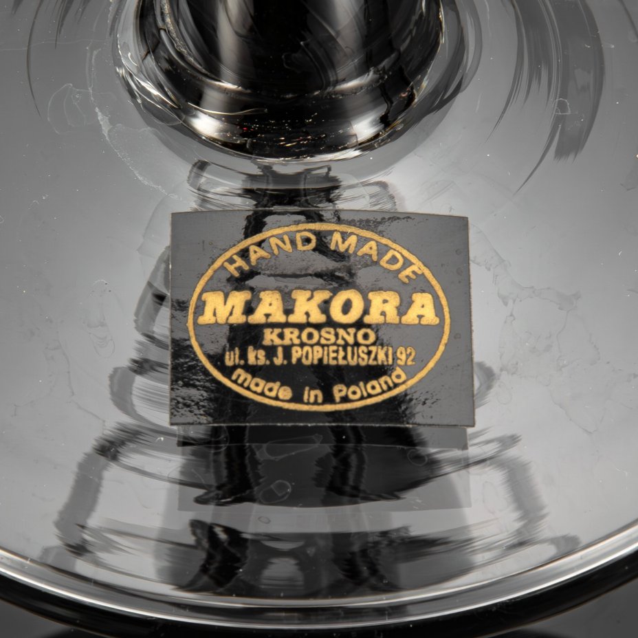 Ваза в форме шара молочного цвета на фигурной ножке (высокая), Makora Krosno