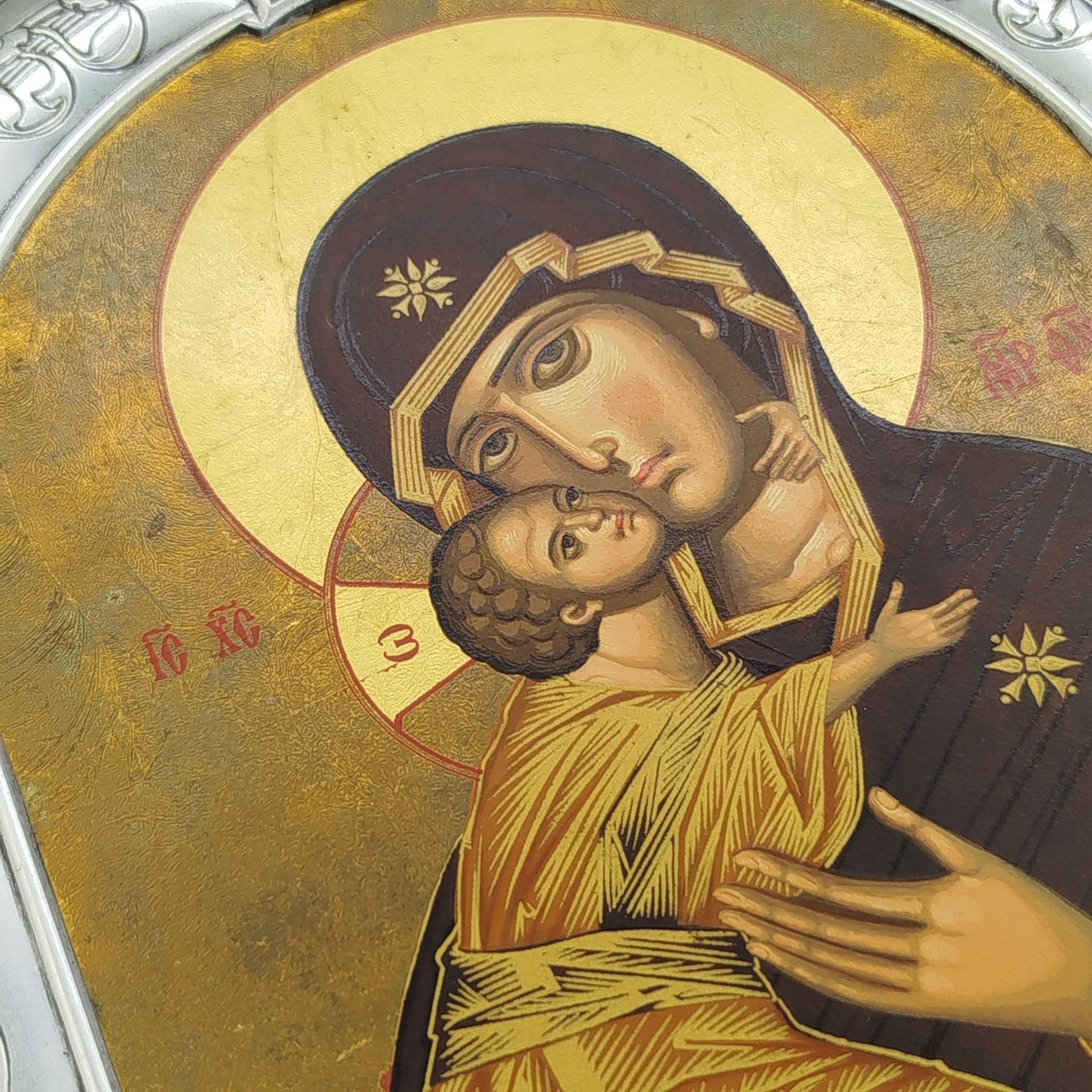 Икона "Богоматерь Владимирская", дерево, металл, шелкография, золочение, Iconotechniki SA, Греция, 2000-2020 гг.