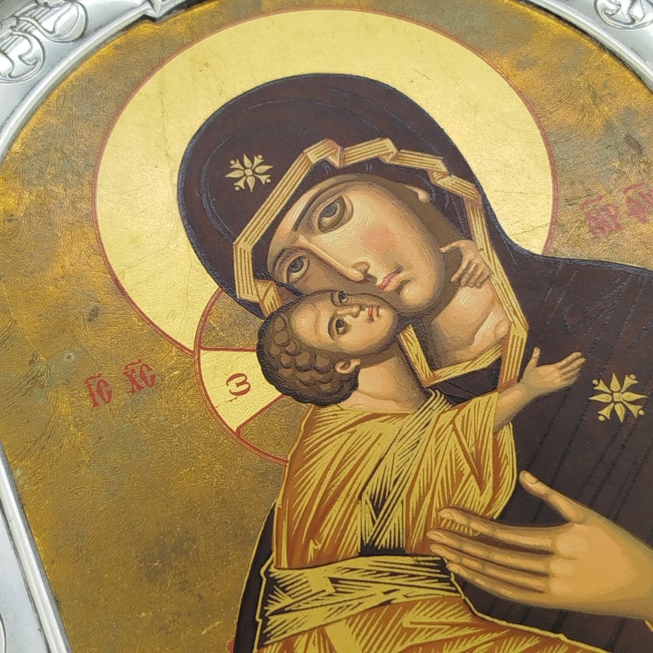 Икона "Богоматерь Владимирская", дерево, металл, шелкография, золочение, Iconotechniki SA, Греция, 2000-2020 гг.