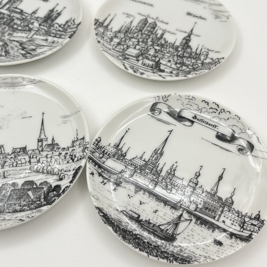 Набор из 6-ти розеток, украшенных изображением городов, Altenkunstadt