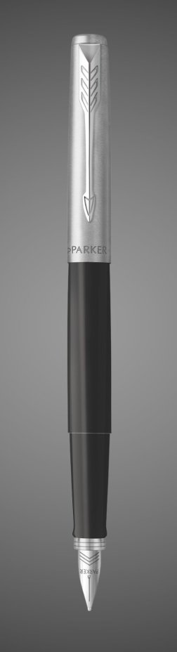 Перьевая ручка Parker Jotter Black CT, перо:F, цвет чернил: blue, в подарочной упаковке., Металлы: нержавеющая сталь, пластик