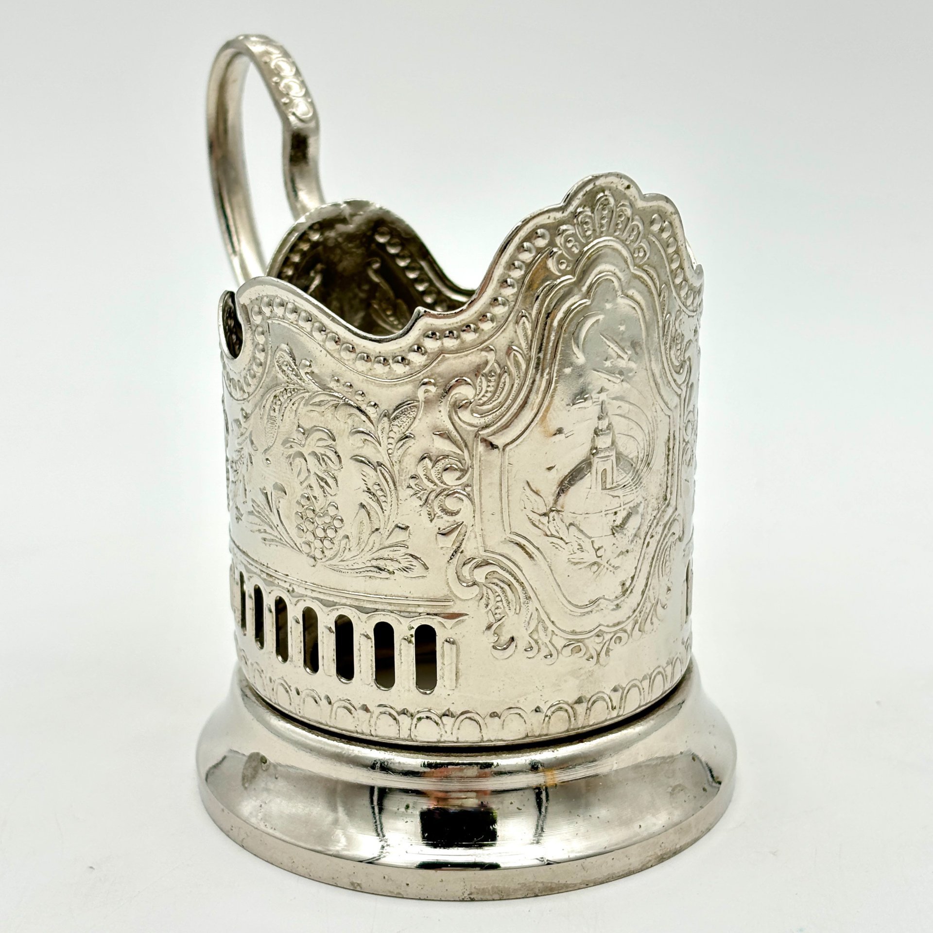 Подстаканник "Советский космос", мНЦ (медь-никель-цинк), Кольчугинский завод цветных металлов, СССР, 1970-1980 гг., Кольчугинский завод цветных металлов