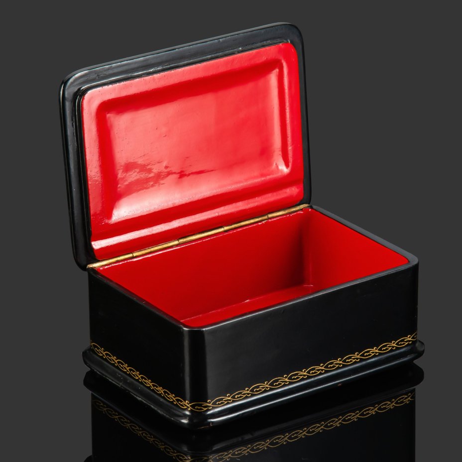 Шкатулка (лаковая миниатюра) "Осень", папье-маше, лак, роспись,  письмо "по-сквозному", Федоскинская фабрика миниатюрной живописи (Федоскино), СССР, 1963 г.