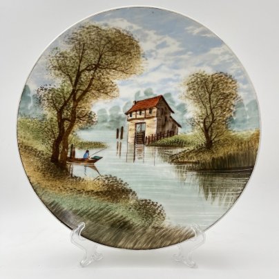 Тарелка настенная (декоративная) с изображением пейзажа, фарфор, роспись, Западная Европа, 1970-1990 гг.