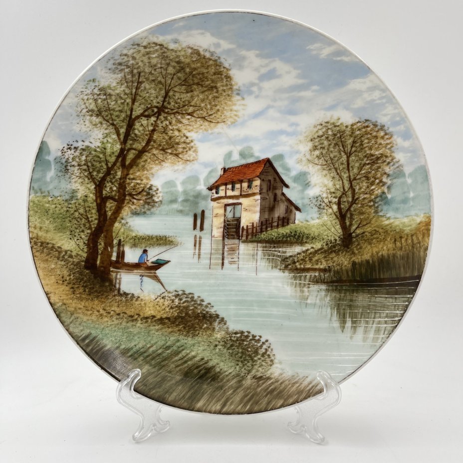 Тарелка настенная (декоративная) с изображением пейзажа, фарфор, роспись, Западная Европа, 1970-1990 гг.