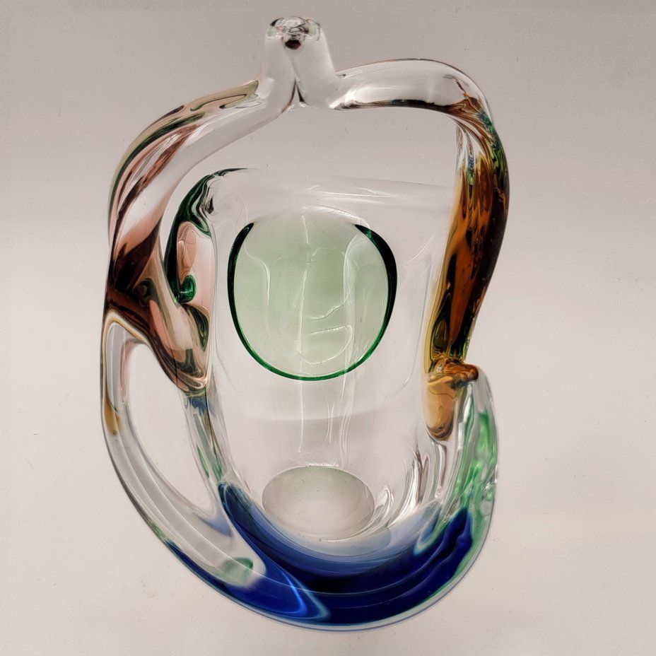 Конфетница из серии "Рапсодия", дизайнер Франтишек Земек (František Zemek), стекло, гутная техника, Mstisov Glassworks (Стекольный завод в Мстишов), Чехословакия, 1970-1990 гг.