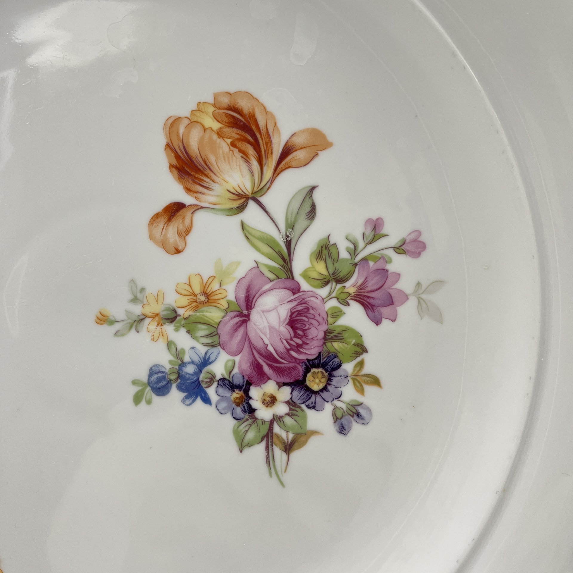 Блюдо "Мейсенский букет", фарфор, деколь, золочение, Kahla, ГДР, 1967-1987 гг.
