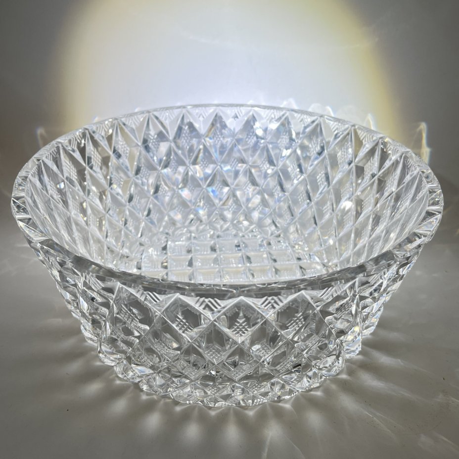 Фруктовница с геометрическим декором, хрусталь, пресс, СССР, 1970-1990 гг.