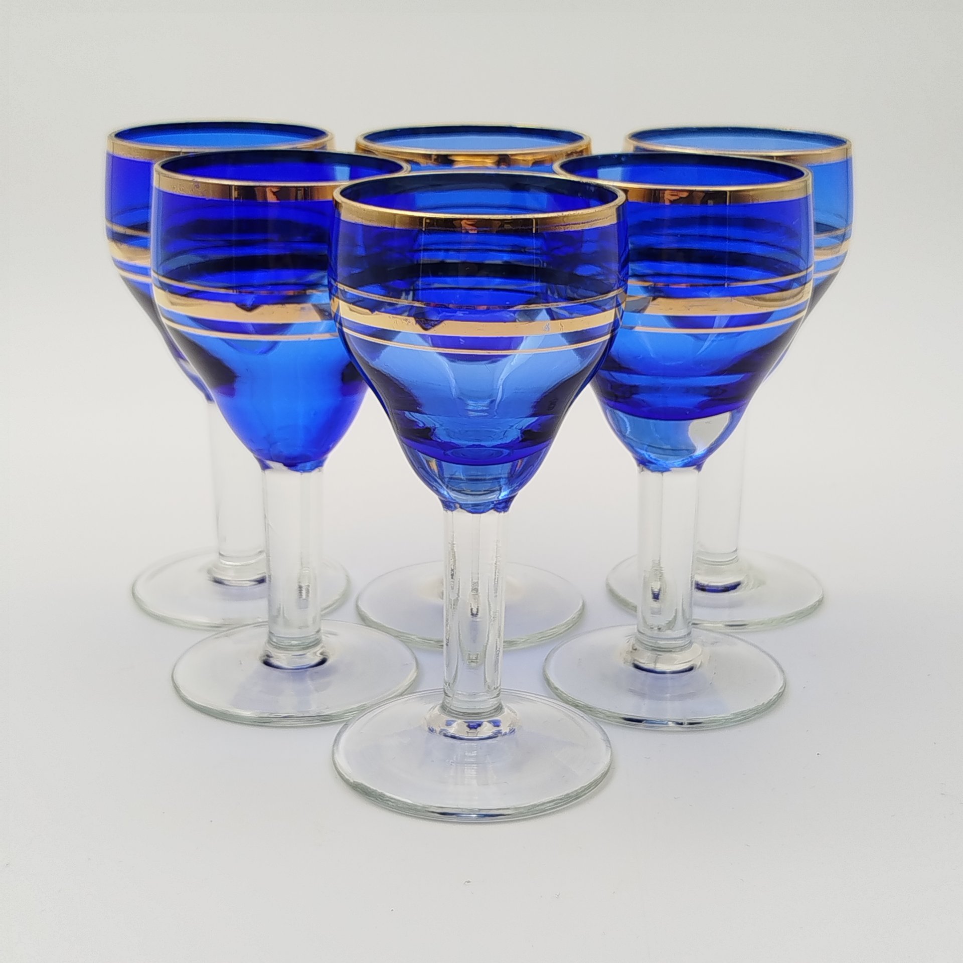 Набор рюмок на 6 персон, стекло, золочение, СССР, 1970-1990 гг.