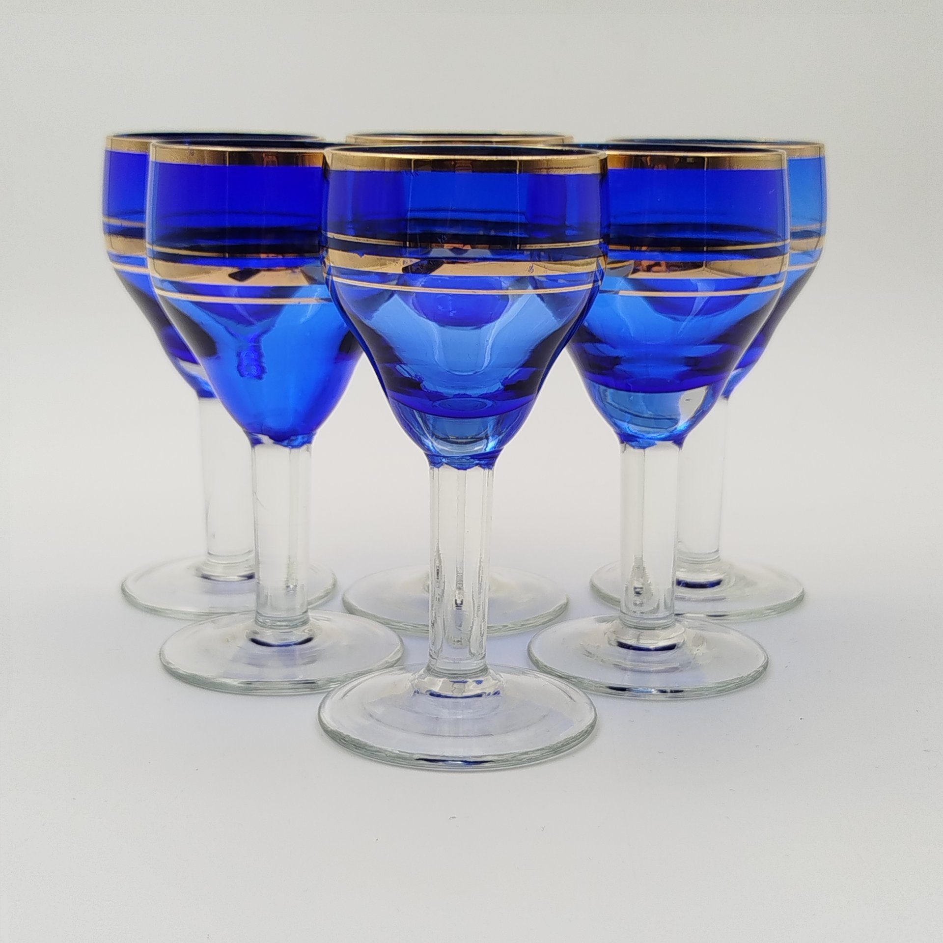 Набор рюмок на 6 персон, стекло, золочение, СССР, 1970-1990 гг.