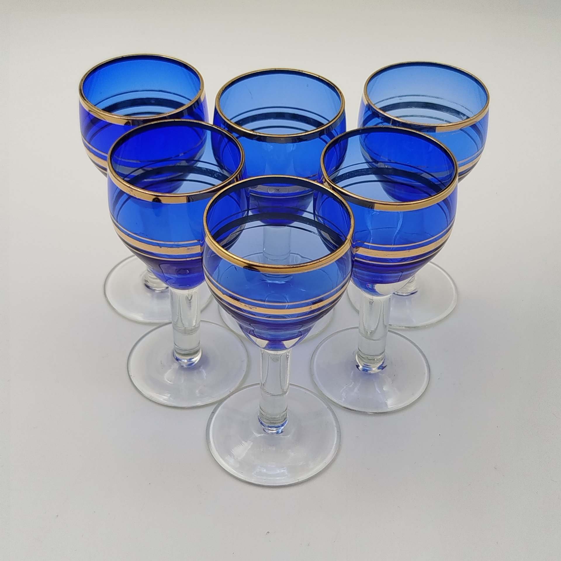 Набор рюмок на 6 персон, стекло, золочение, СССР, 1970-1990 гг.