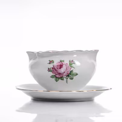 Соусник с цветочным декором, фарфор, деколь, фабрика "Colditz Porcelain Factory", ГДР, 1960-1990 гг., Colditz (Кольдиц)