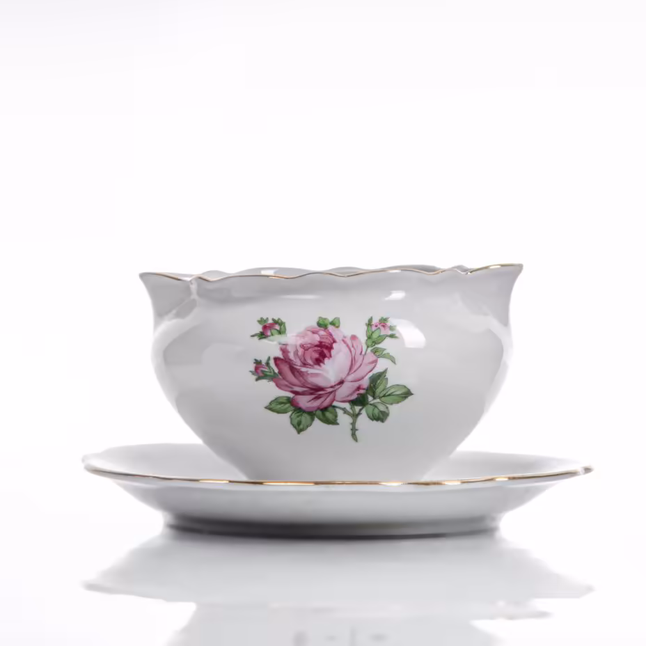 Соусник с цветочным декором, фарфор, деколь, фабрика "Colditz Porcelain Factory", ГДР, 1960-1990 гг., Colditz (Кольдиц)