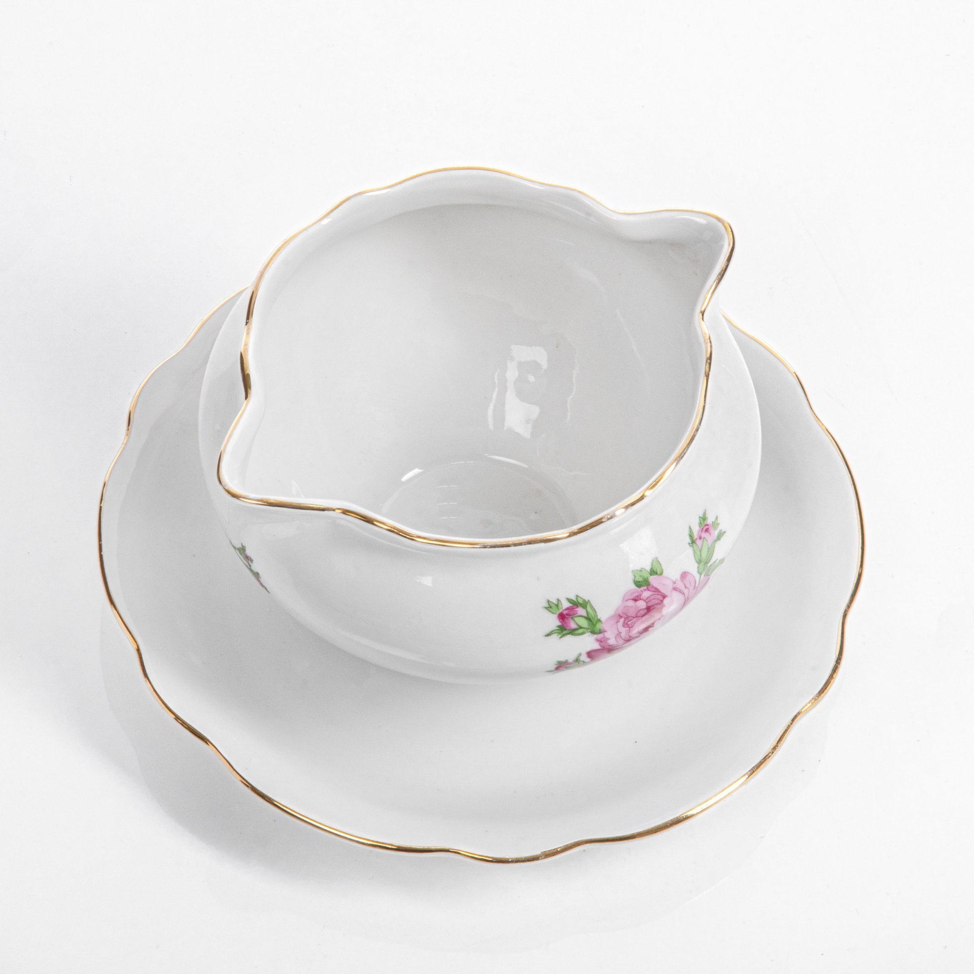 Соусник с цветочным декором, фарфор, деколь, фабрика "Colditz Porcelain Factory", ГДР, 1960-1990 гг., Colditz (Кольдиц)