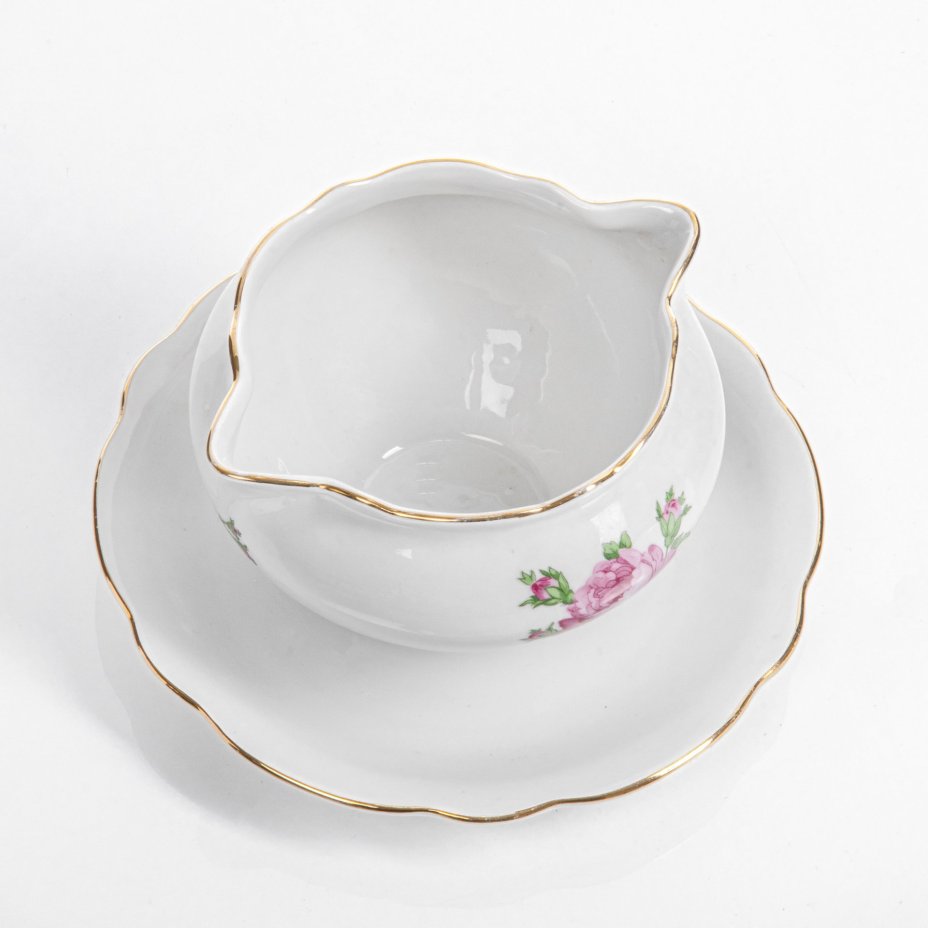 Соусник с цветочным декором, фарфор, деколь, фабрика "Colditz Porcelain Factory", ГДР, 1960-1990 гг., Colditz (Кольдиц)