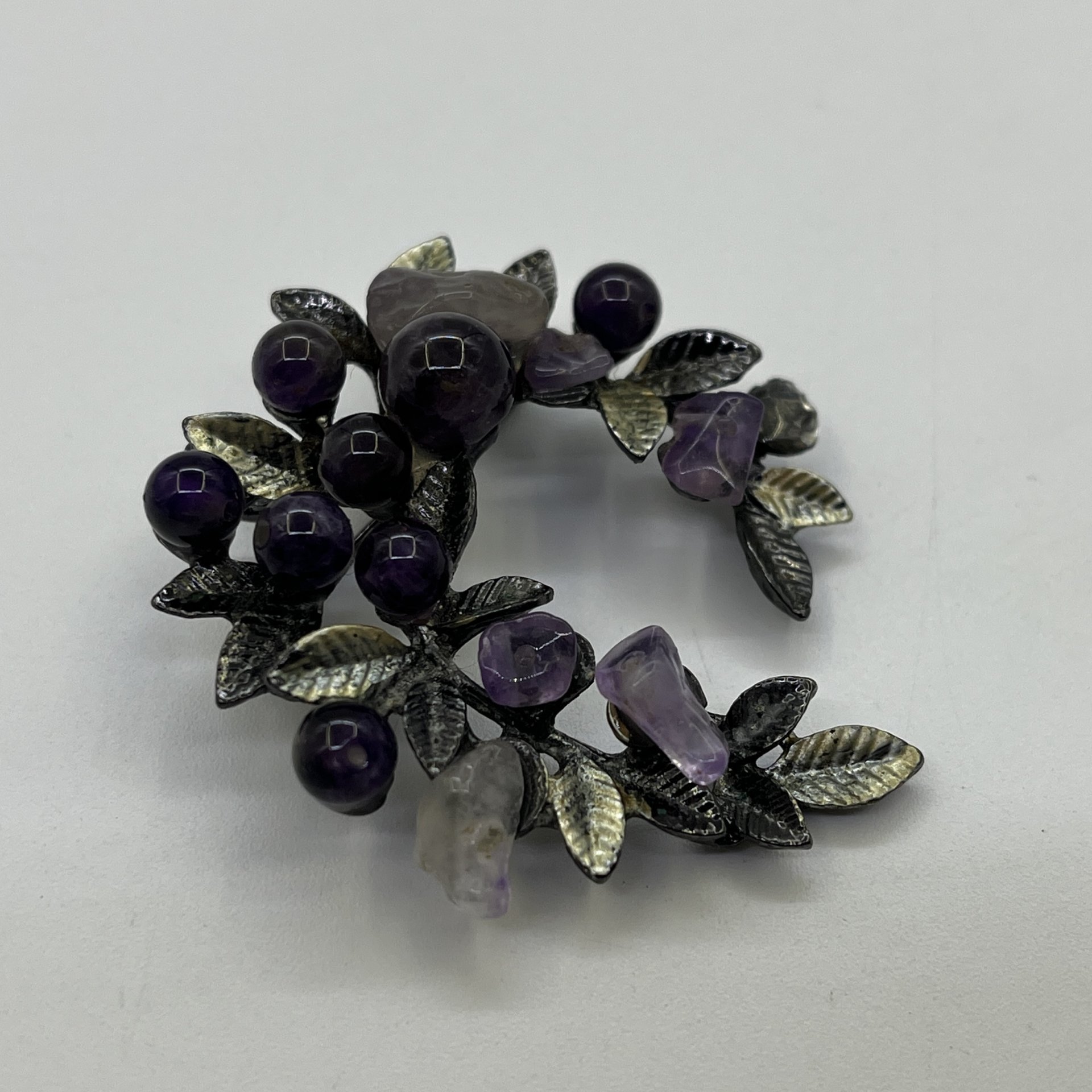 Брошь винтажная, поделочный камень, металл, СССР, 1970-1990 гг.