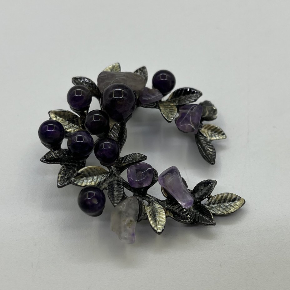 Брошь винтажная, поделочный камень, металл, СССР, 1970-1990 гг.