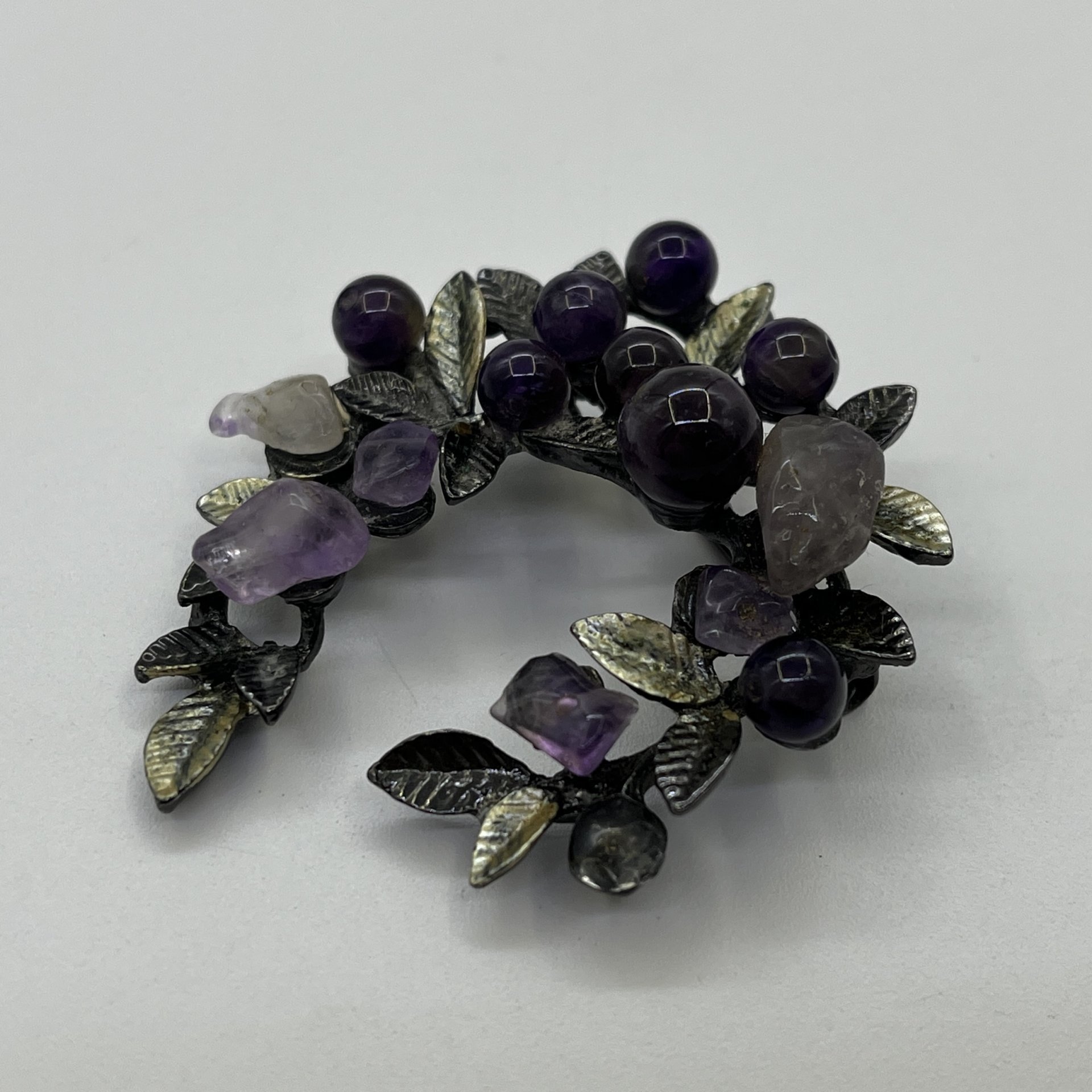 Брошь винтажная, поделочный камень, металл, СССР, 1970-1990 гг.