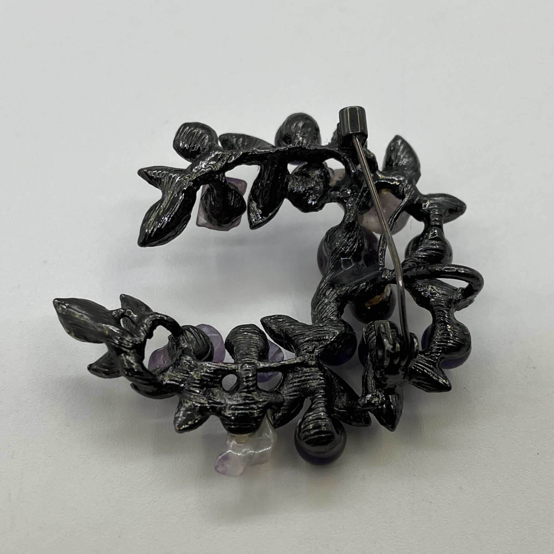 Брошь винтажная, поделочный камень, металл, СССР, 1970-1990 гг.