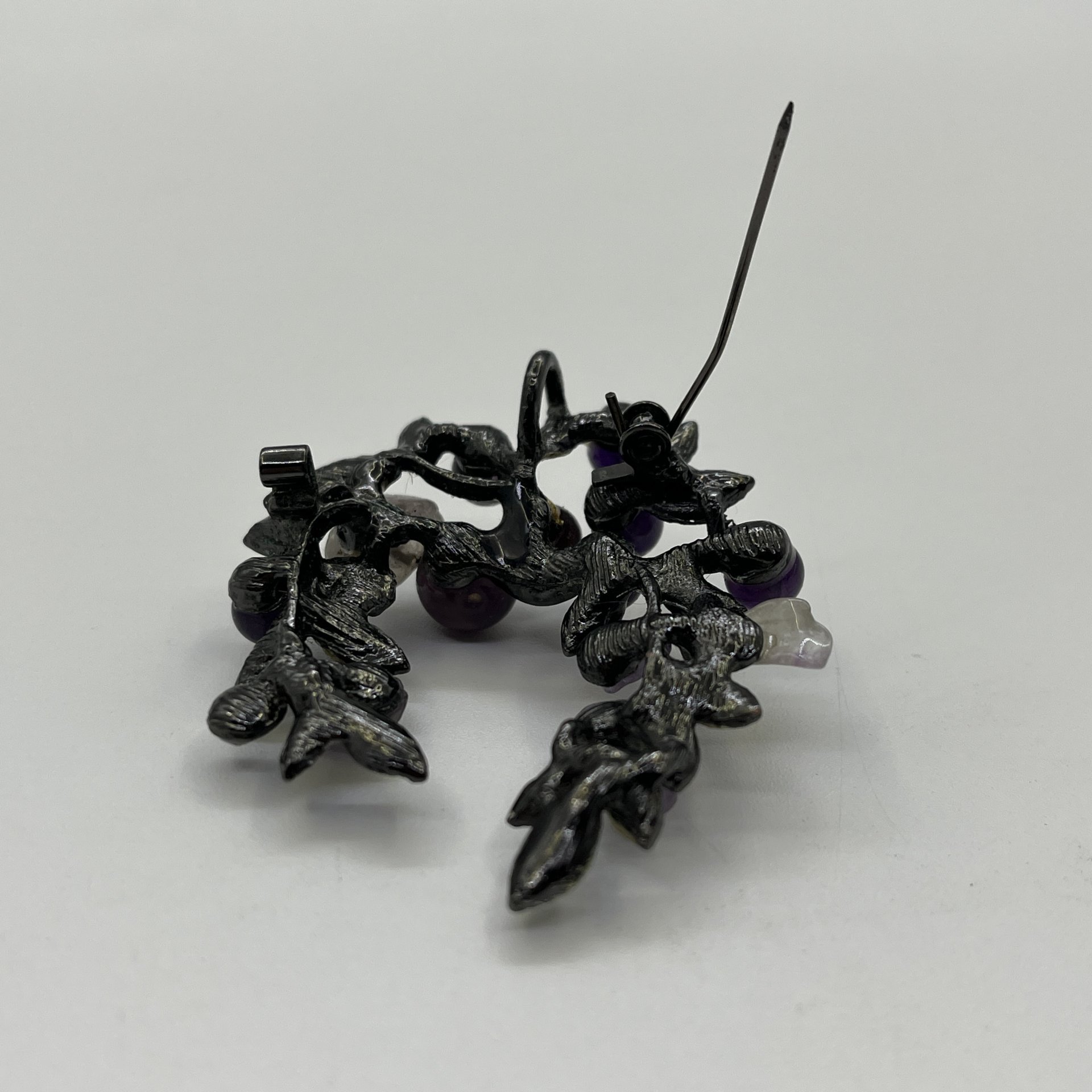 Брошь винтажная, поделочный камень, металл, СССР, 1970-1990 гг.