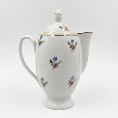 Молочник/сливочник с флоральным декором, фарфор, деколь, золочение, Первомайский фарфоровый завод (Песочное), СССР, 1952-1976 гг., Первомайский фарфоровый завод (Песочное)