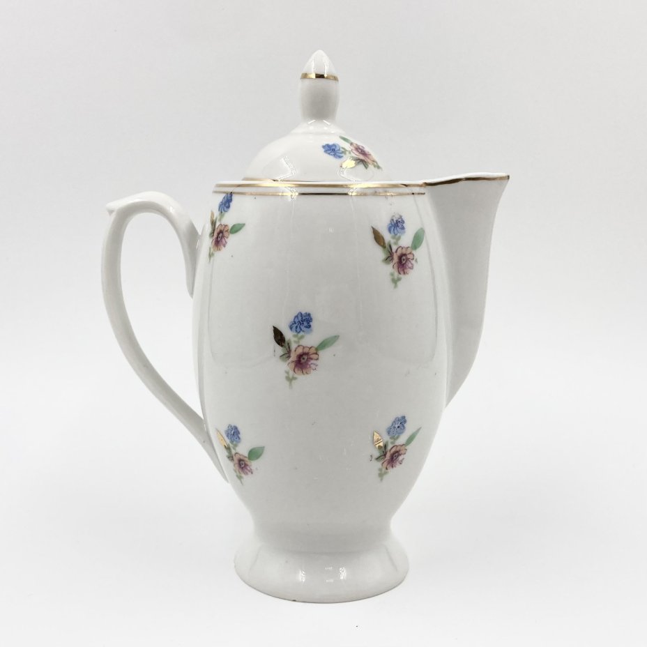 Молочник/сливочник с флоральным декором, фарфор, деколь, золочение, Первомайский фарфоровый завод (Песочное), СССР, 1952-1976 гг., Первомайский фарфоровый завод (Песочное)