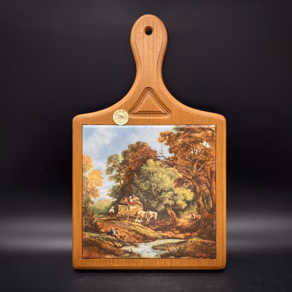 Доска сервировочная (сырная доска), декорированная работой J.C. van Hunnik, Cesky porcelan a.s. Dubi (Original Bohemia)