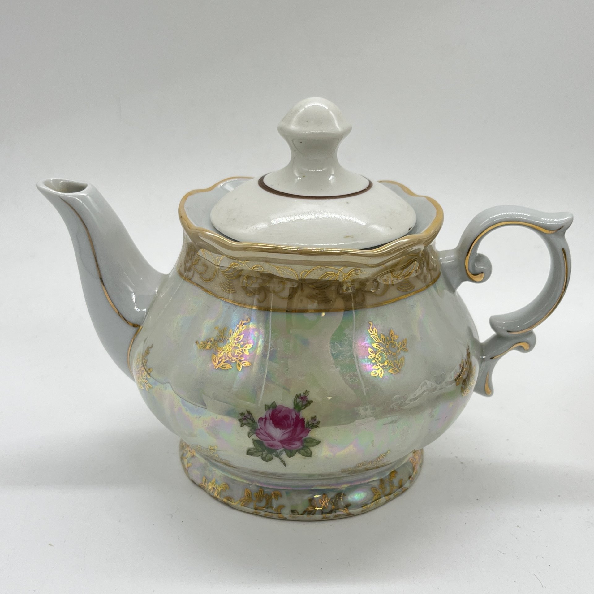 Чайник заварочный из сервиза "Мадонна" (крышка подбор), фарфор, люстр, деколь, золочение, Oscar Schlegelmilch, Германия, 1950-1972 гг.