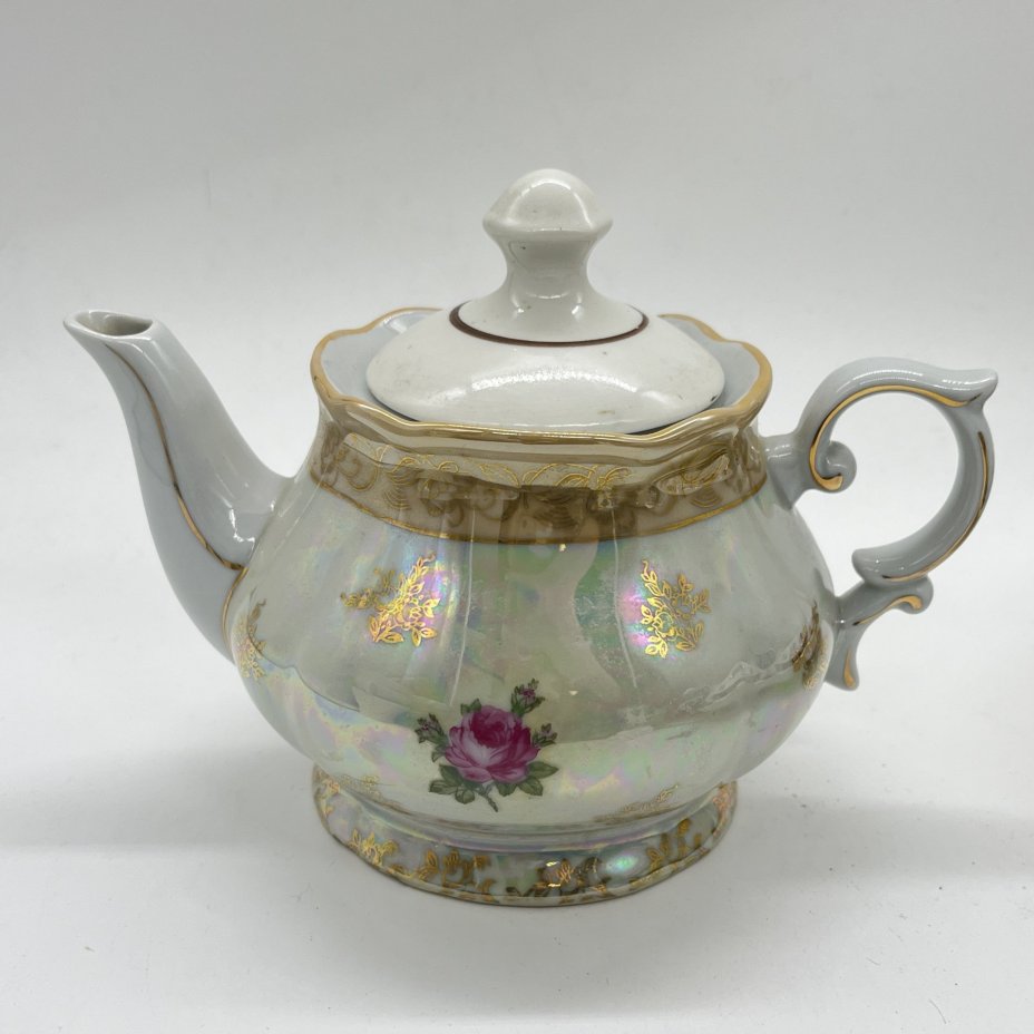 Чайник заварочный из сервиза "Мадонна" (крышка подбор), фарфор, люстр, деколь, золочение, Oscar Schlegelmilch, Германия, 1950-1972 гг.