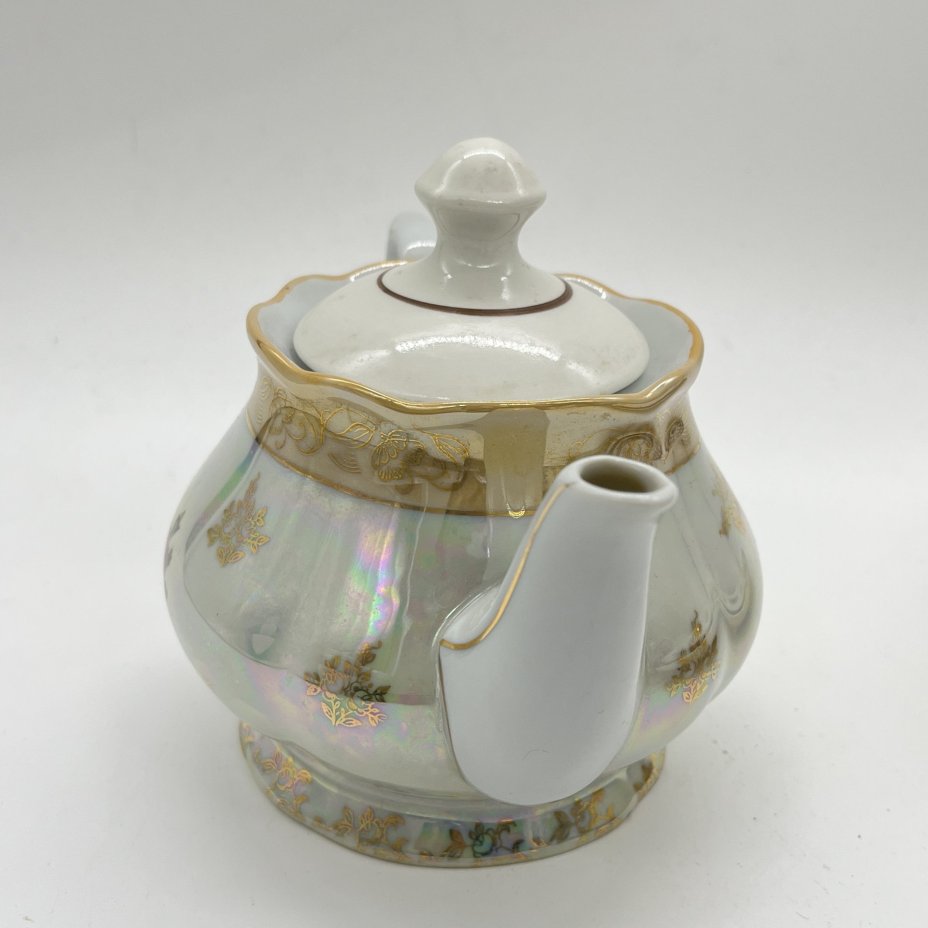 Чайник заварочный из сервиза "Мадонна" (крышка подбор), фарфор, люстр, деколь, золочение, Oscar Schlegelmilch, Германия, 1950-1972 гг.