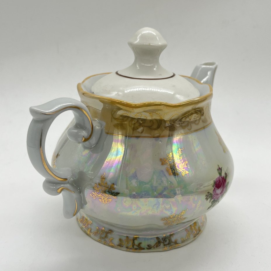 Чайник заварочный из сервиза "Мадонна" (крышка подбор), фарфор, люстр, деколь, золочение, Oscar Schlegelmilch, Германия, 1950-1972 гг.