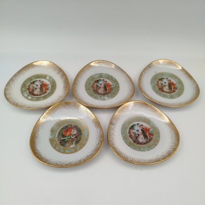 Набор из 5-ти миниатюрных розеток "Мадонна", фарфор, деколь, золочение, Martinroda Friedrich Eger & Co. (PM), ГДР, 1960-1980 гг.