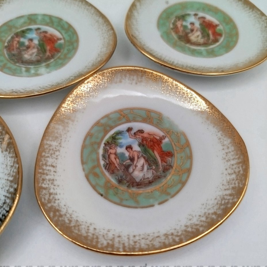 Набор из 5-ти миниатюрных розеток "Мадонна", фарфор, деколь, золочение, Martinroda Friedrich Eger & Co. (PM), ГДР, 1960-1980 гг.