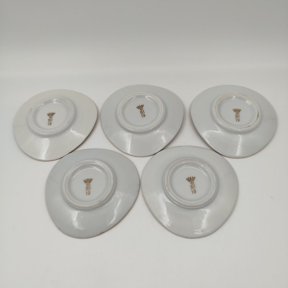 Набор из 5-ти миниатюрных розеток "Мадонна", фарфор, деколь, золочение, Martinroda Friedrich Eger & Co. (PM), ГДР, 1960-1980 гг.