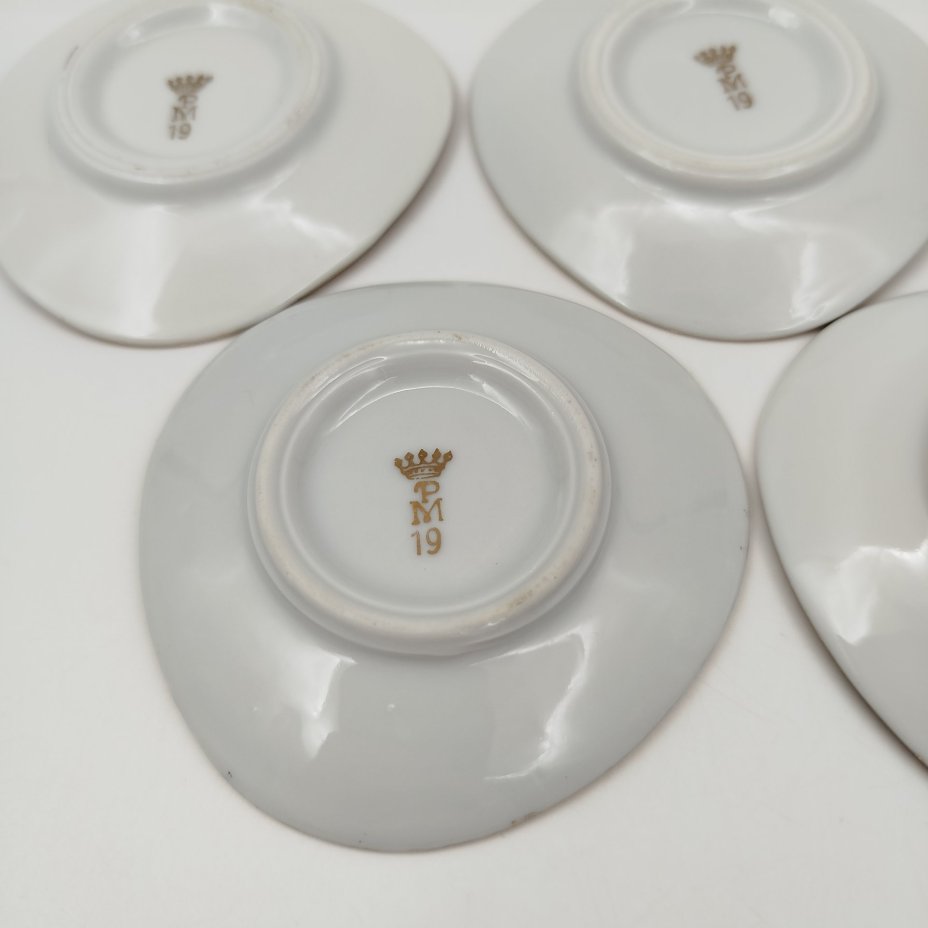 Набор из 5-ти миниатюрных розеток "Мадонна", фарфор, деколь, золочение, Martinroda Friedrich Eger & Co. (PM), ГДР, 1960-1980 гг.