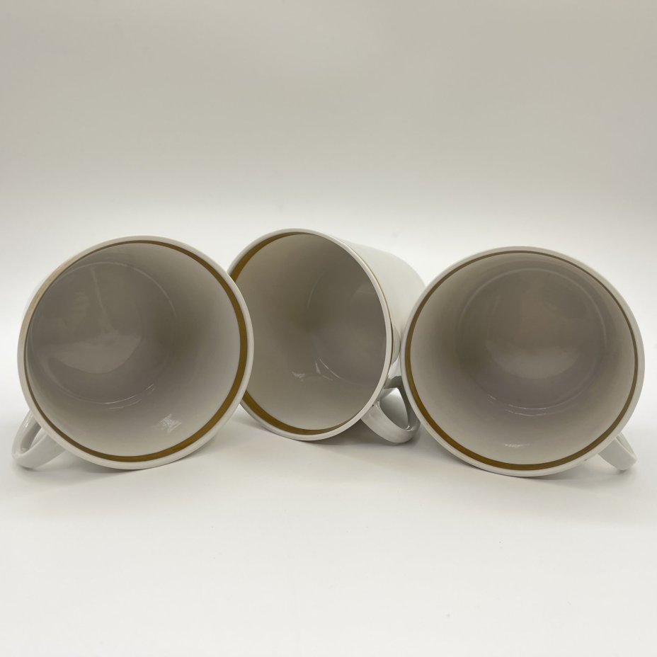 Набор чашек на 3 персоны, фарфор, золочение, Дулевский фарфоровый завод (Дулёво), СССР, 1967 г.