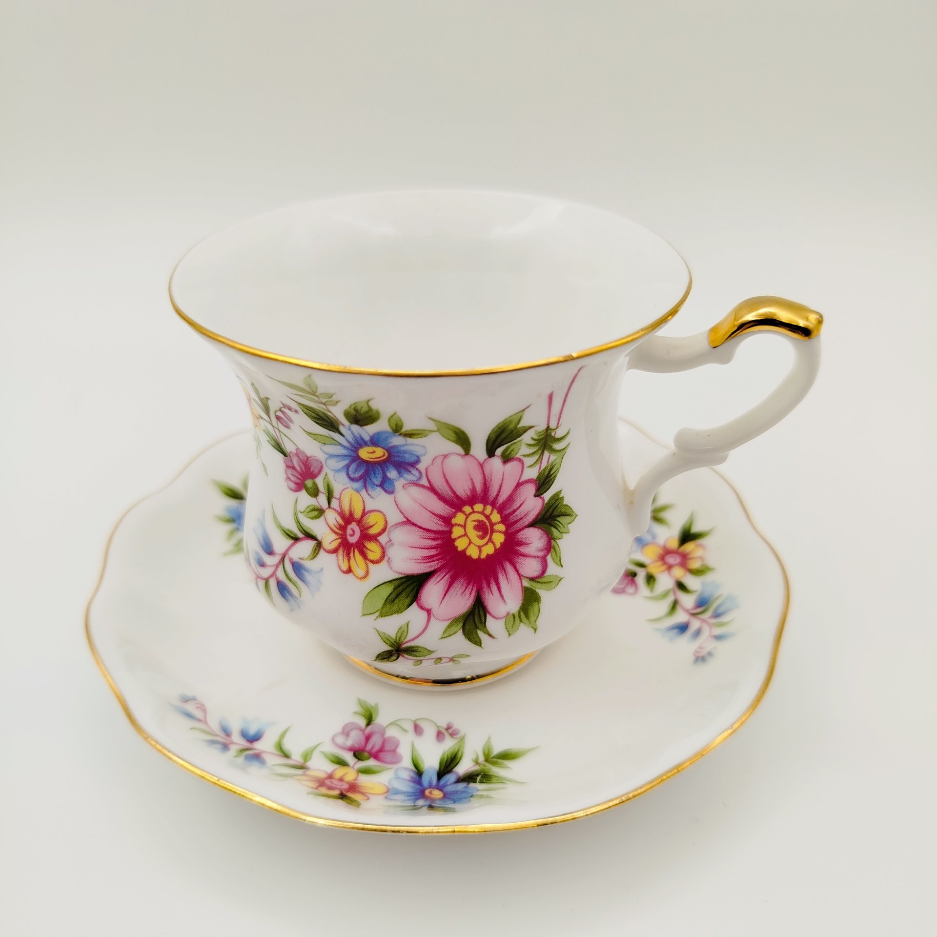 Пара чайно-кофейная "Blue Velvet",  Royal Ascot, фарфор, деколь, золочение, Великобритания, 1980-2000 гг.