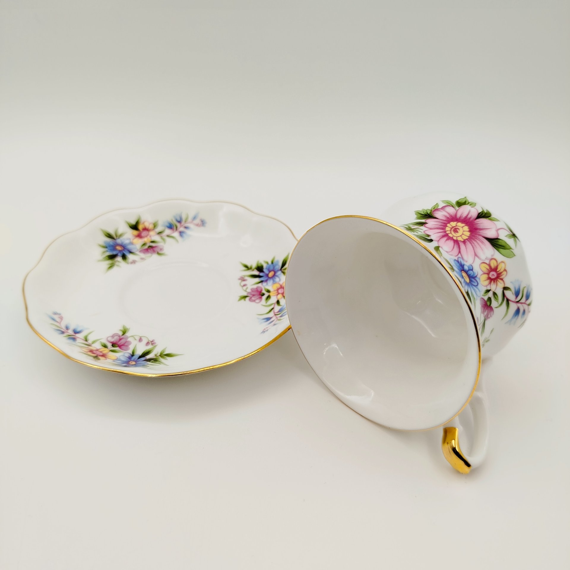 Пара чайно-кофейная "Blue Velvet",  Royal Ascot, фарфор, деколь, золочение, Великобритания, 1980-2000 гг.