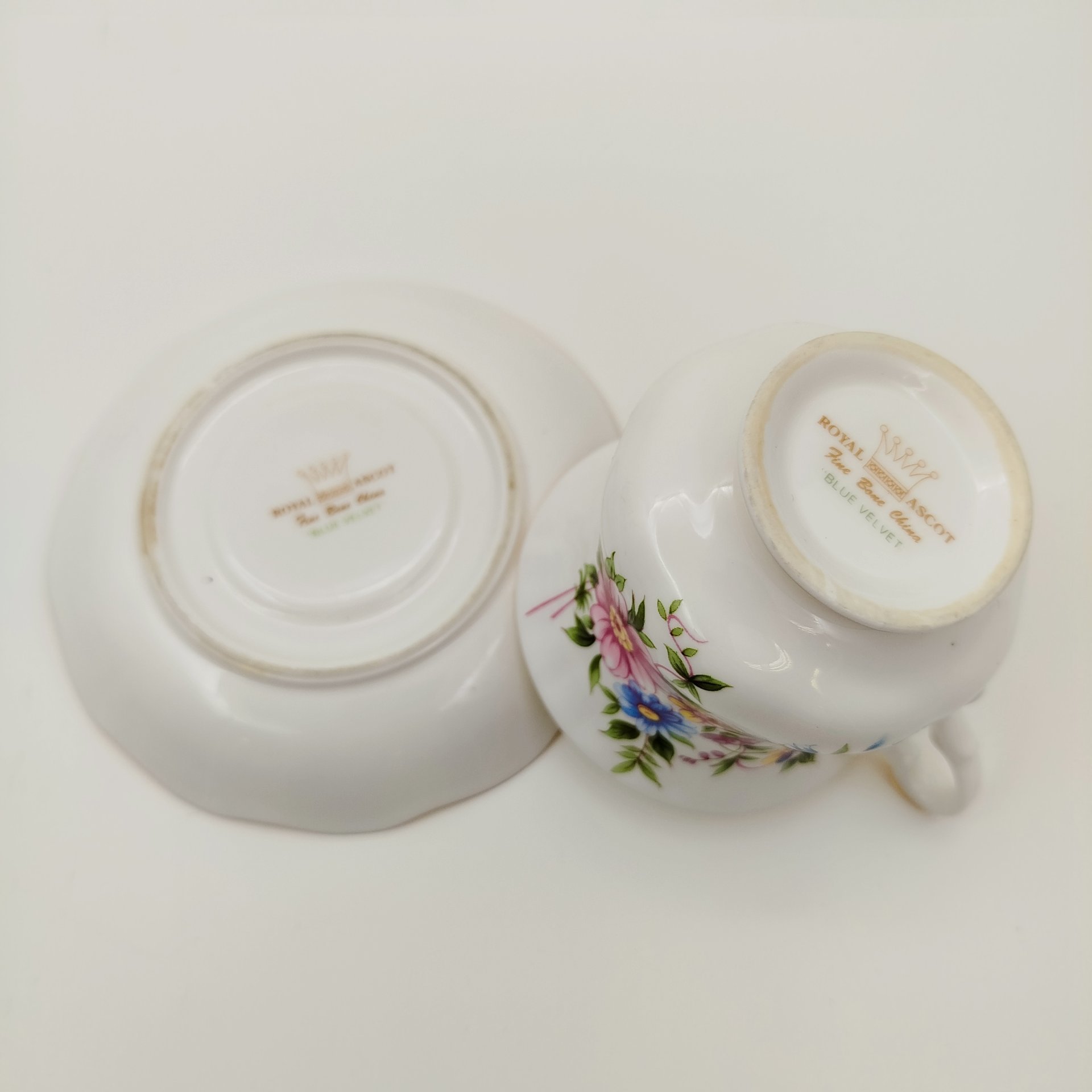 Пара чайно-кофейная "Blue Velvet",  Royal Ascot, фарфор, деколь, золочение, Великобритания, 1980-2000 гг.