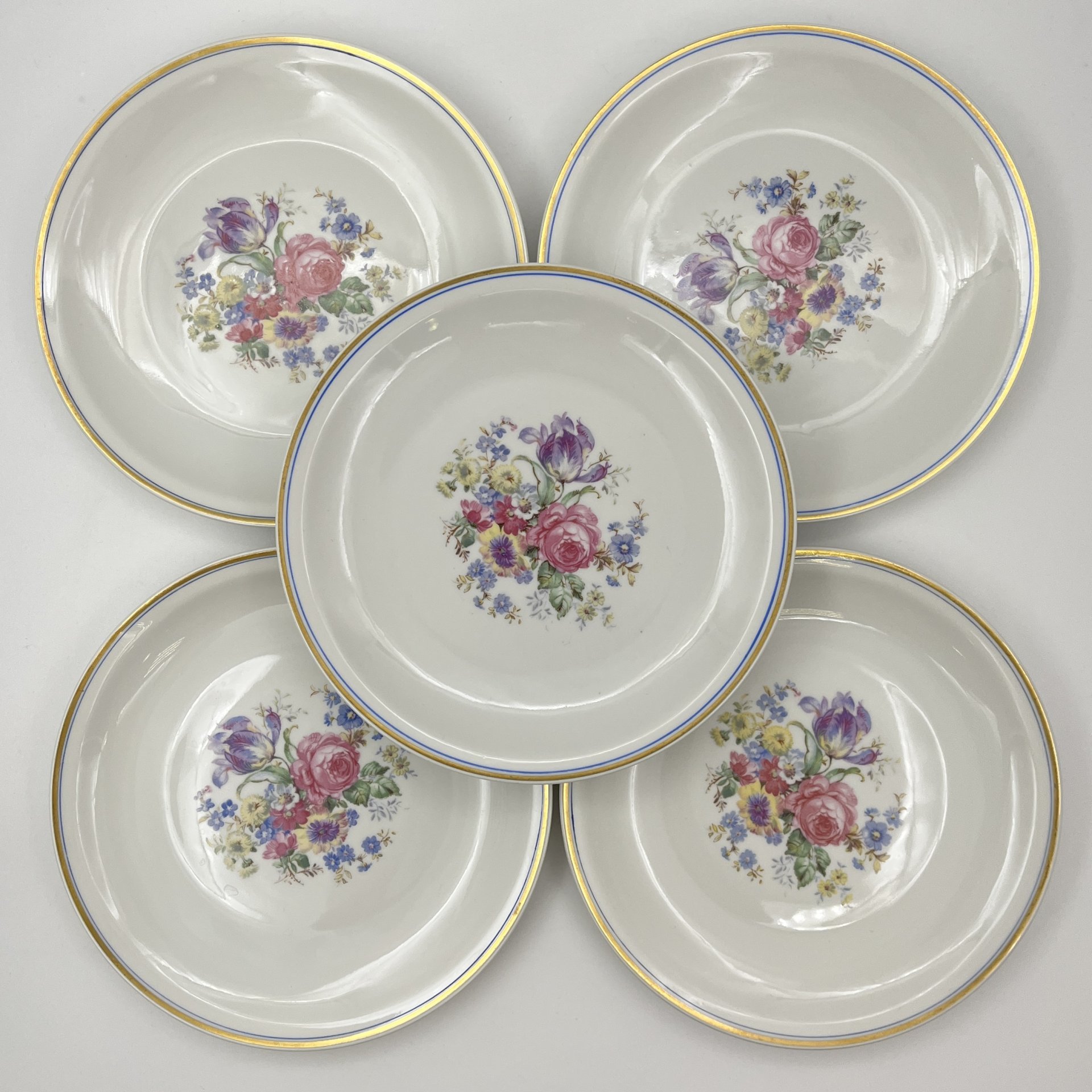 Набор из 5-ти десертных тарелок "Мейсенский букет"