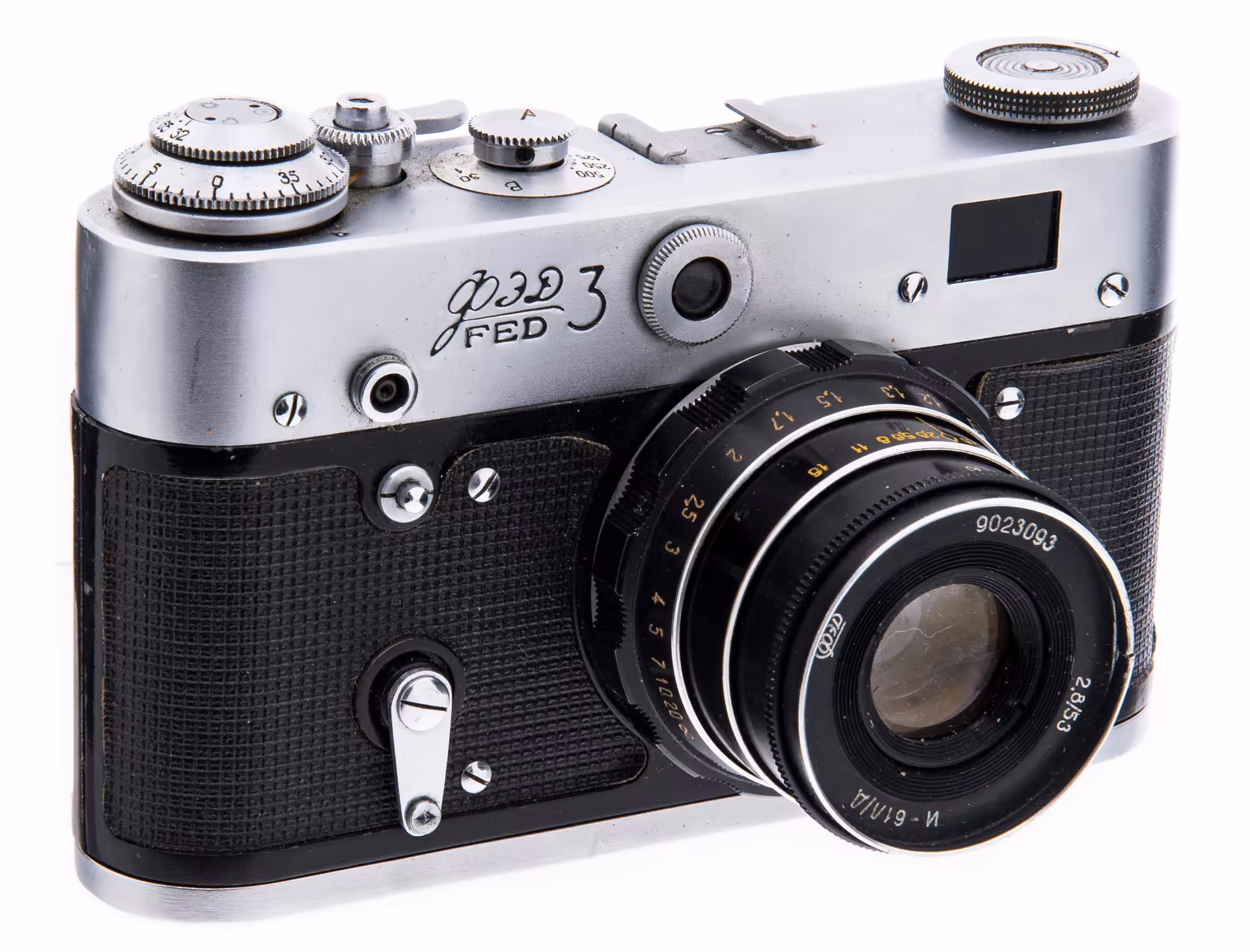 Фотоаппарат "ФЭД-3" с объективом "Индустар-61 Л/Д" в оригинальном кофре, металл, Харьковский машиностроительный завод "ФЭД", СССР, 1966-1979 г., Харьковский машиностроительный завод им. Дзержинского (ФЭД)