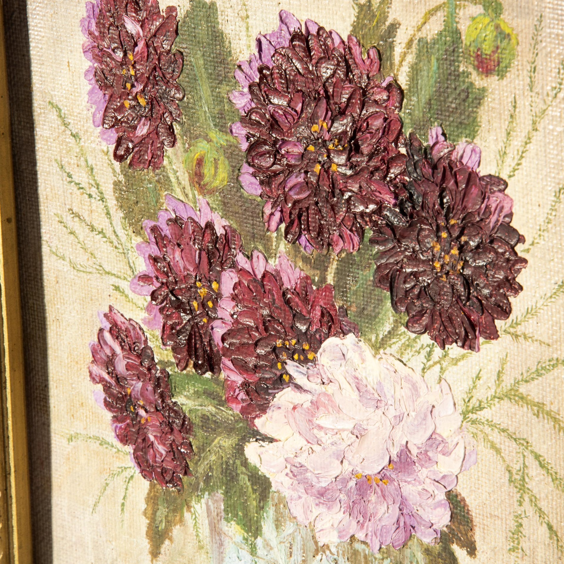 Картина в раме "Георгины", Художник Максимова О.М.