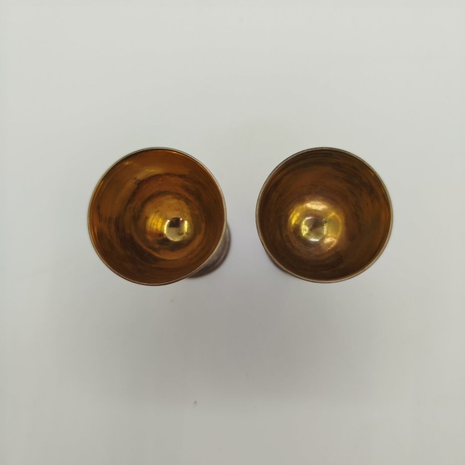 Набор из двух рюмок, мельхиор (медь-никель), золочение, Артель «По заветам Ильича», СССР, 1962 г.