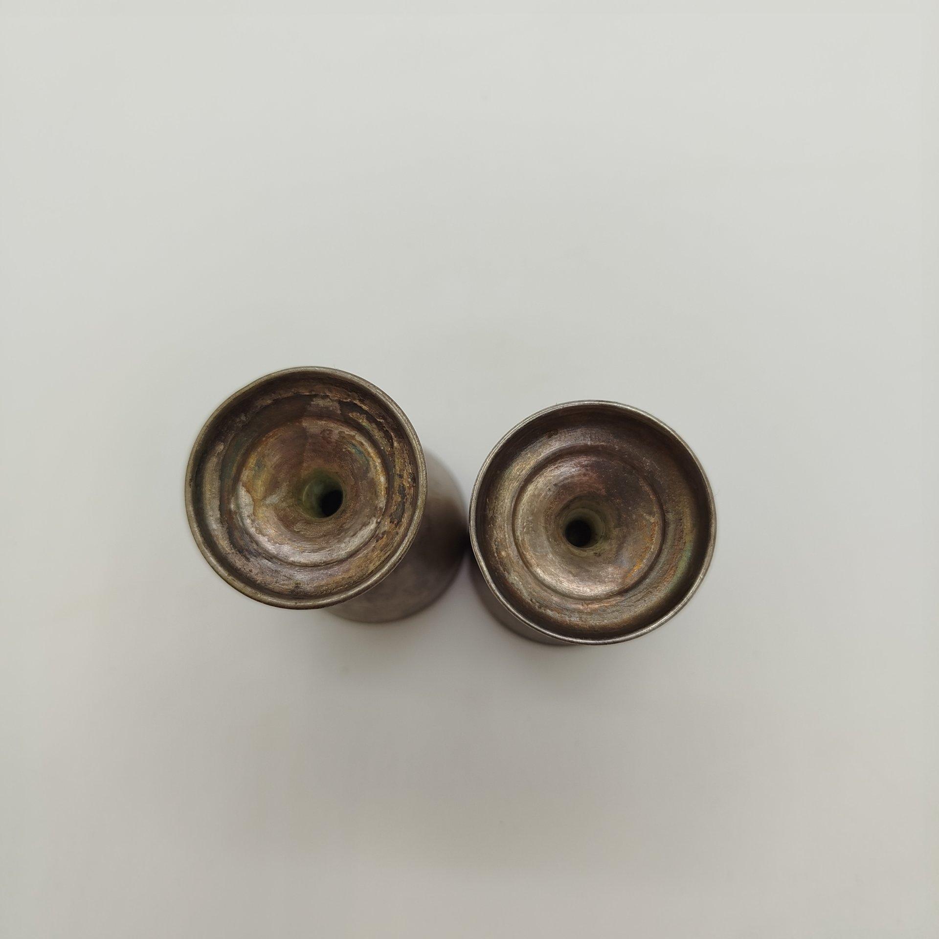 Набор из двух рюмок, мельхиор (медь-никель), золочение, Артель «По заветам Ильича», СССР, 1962 г.