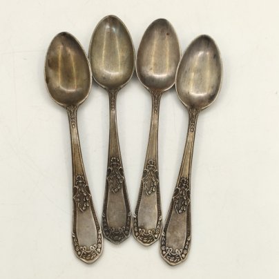 Набор чайных ложек на 4 персоны, мНЦ (медь-никель-цинк), Киевский завод столовых приборов и посуды им. Дзержинского (ЗiД, ЗиД), СССР, 1950-1960 гг.