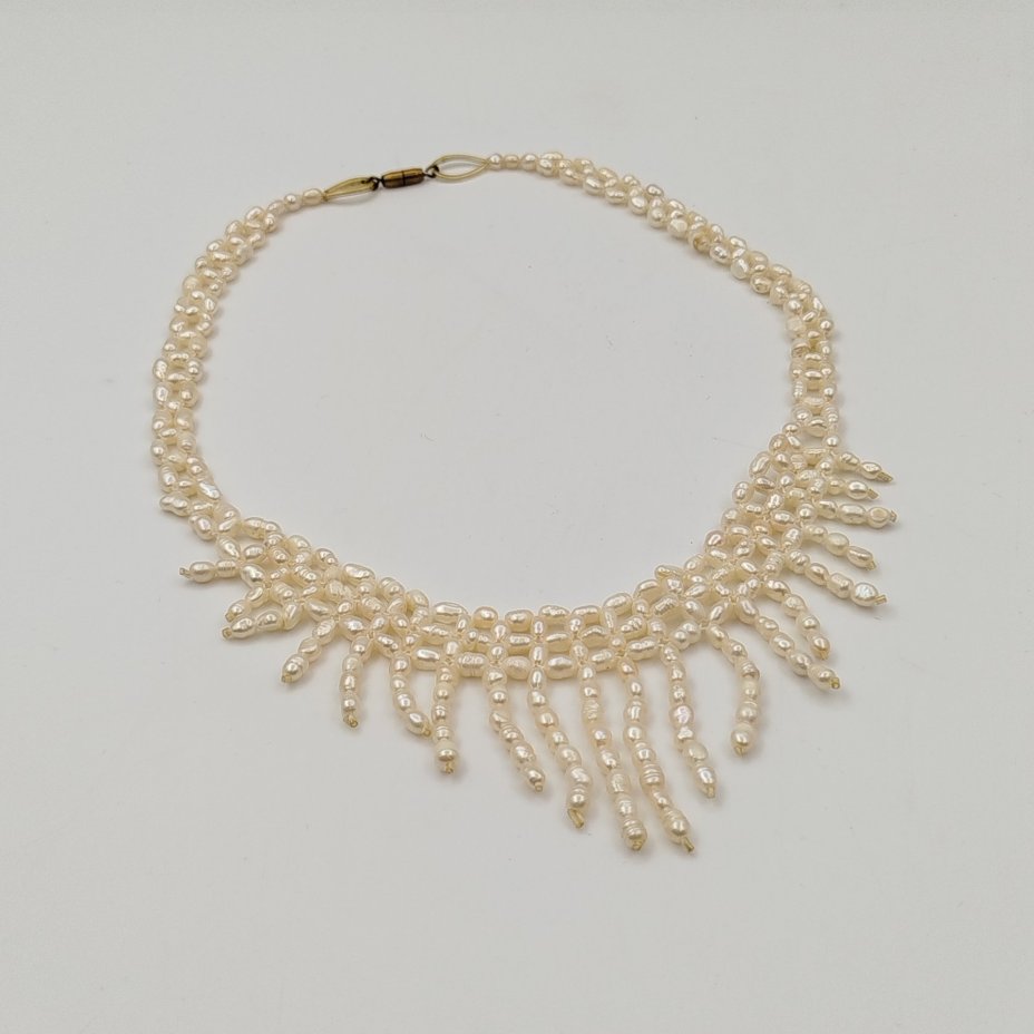 Колье винтажное перламутровго цвета, натуральный жемчуг, сплав металлов