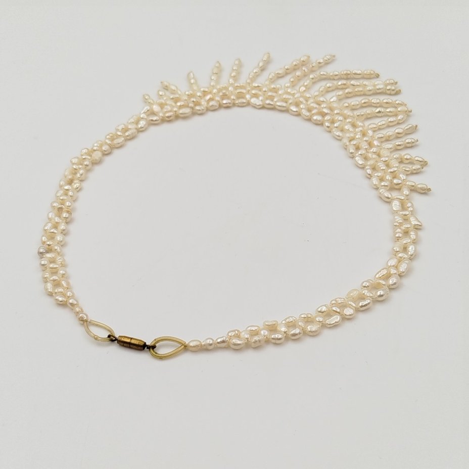 Колье винтажное перламутровго цвета, натуральный жемчуг, сплав металлов