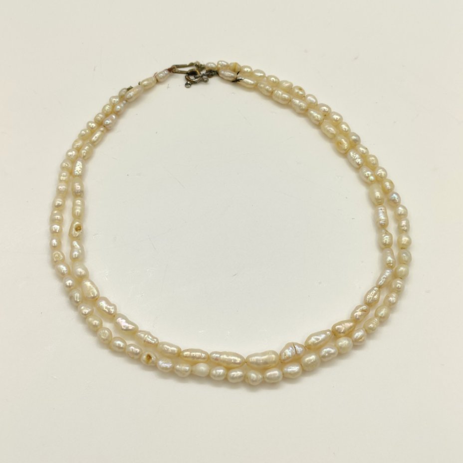 Пара винтажных бус из речного жемчуга различной формы, жемчуг, сплав металлов, СССР, 1970-1990 гг.