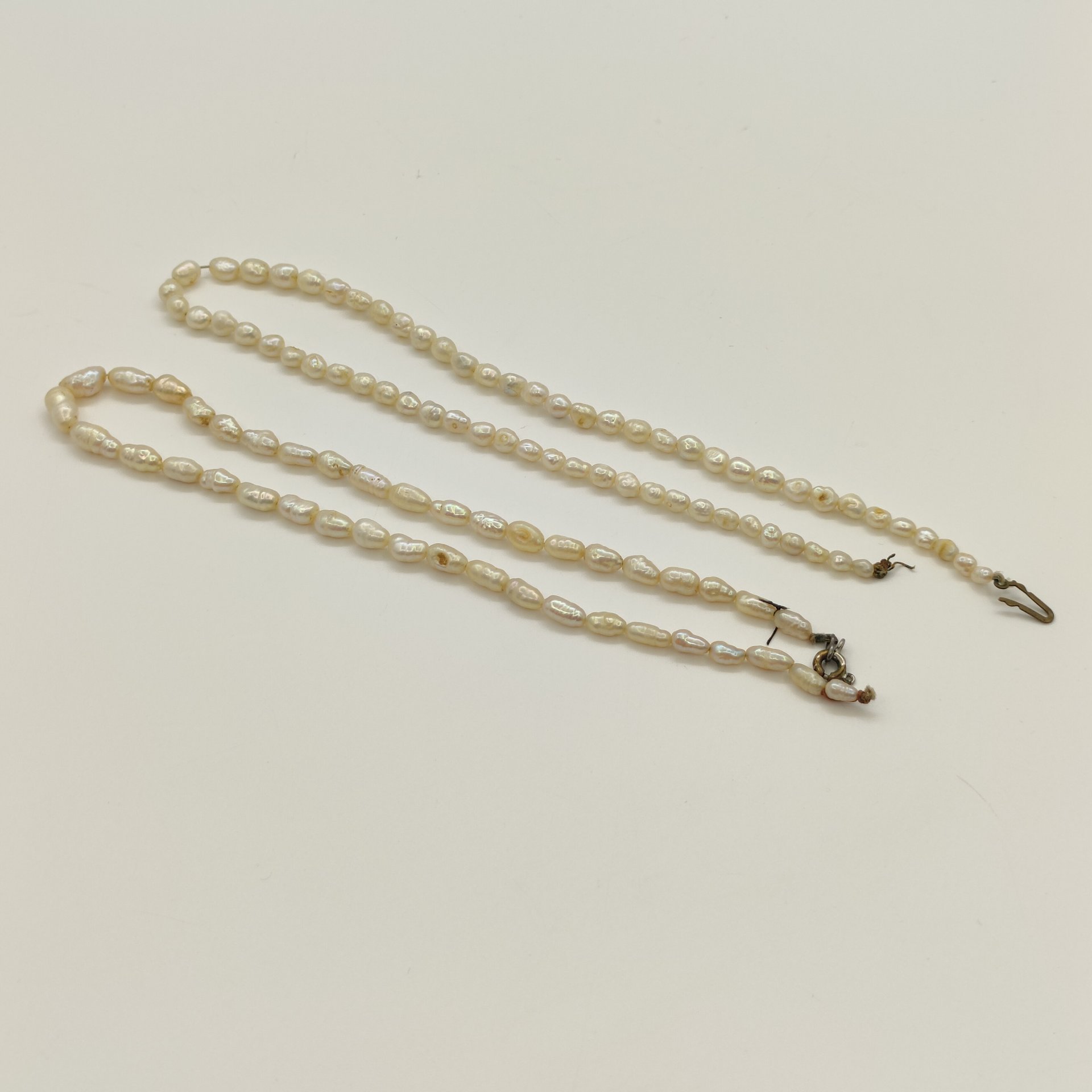 Пара винтажных бус из речного жемчуга различной формы, жемчуг, сплав металлов, СССР, 1970-1990 гг.